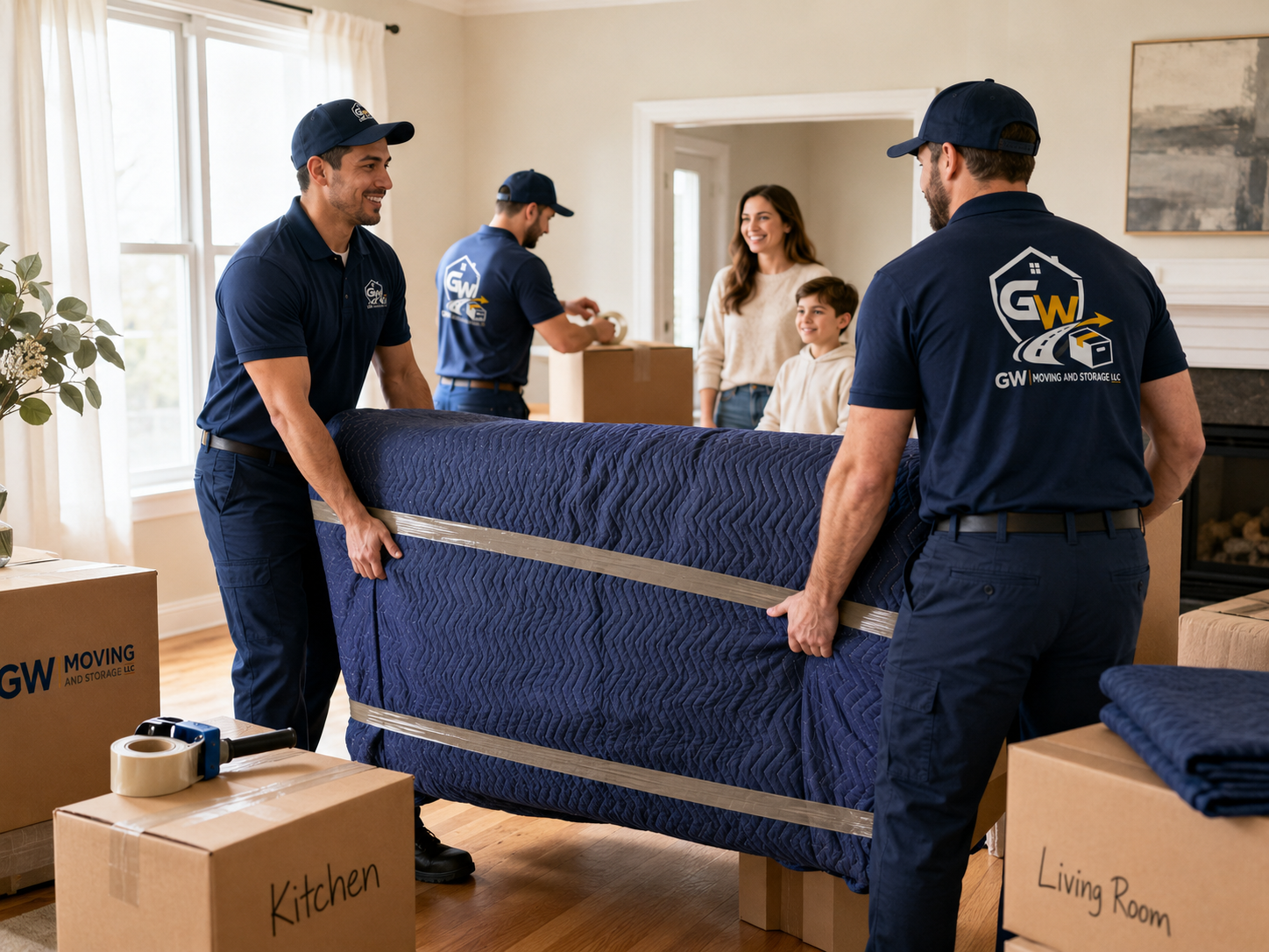GW Moving and Storage movers helping a family with a home move